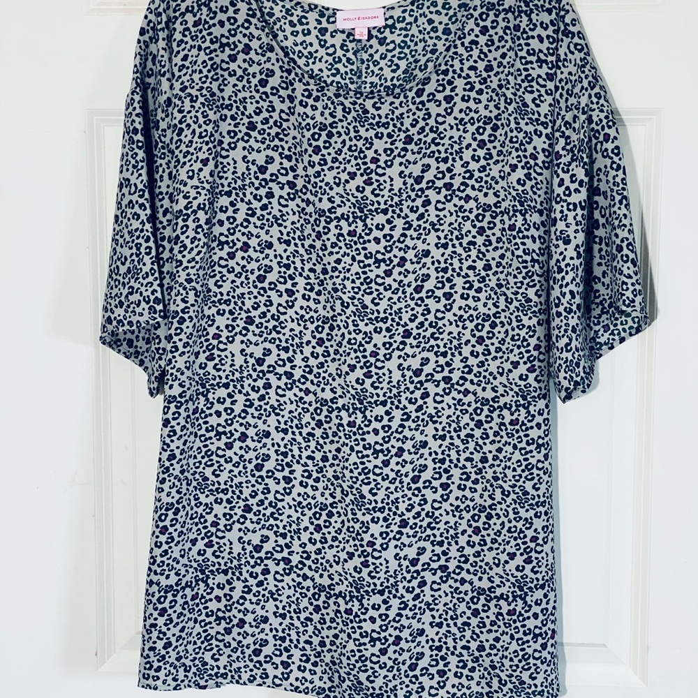 Blue and White Boxy Blouse with Relaxed Fit